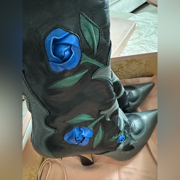 MIU MIU Floral Embellished Runway Boots As Seen On TAYLOR SWIFT In VOGUE - Picture 7 of 11
